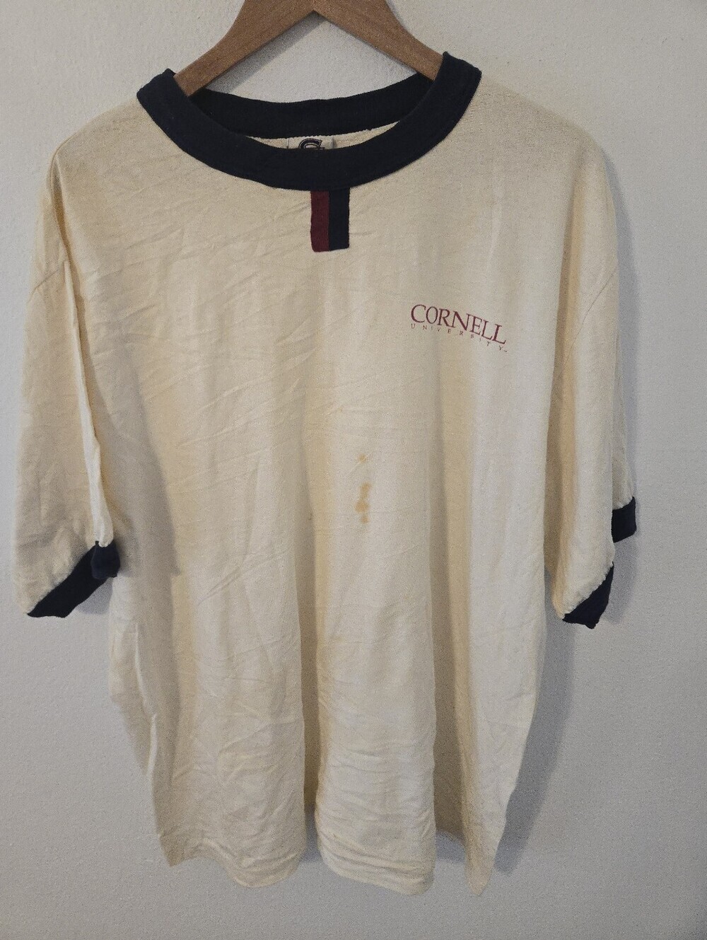 Vintage Cornell University Ringer T Shirt PTM Sport Mens XL 90s USA